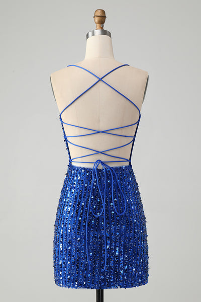 Wedtrend Women Stylish Royal Blue Bodycon Short Homecoming Dress with Criss Cross Back Sparkly Sequin Cocktail Dress WEDTREND Wedtrend Women Stylish Royal Blue Bodycon Short Homecoming Dress with Criss Cross Back Sparkly Sequin Cocktail Dress WEDTREND