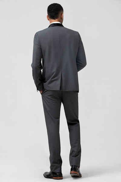 Wedtrend Men's Wedding Suits Grey Shawl Lapel One Button 2 Piece Prom Suit   WEDTREND