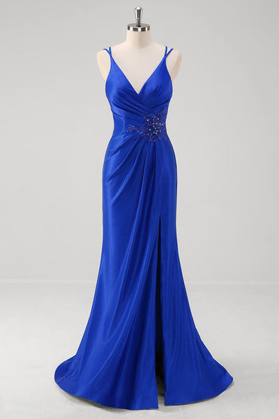 royal blue long dress Royal Blue Prom Dresses with Long Side Slit – loveangeldress main image 0