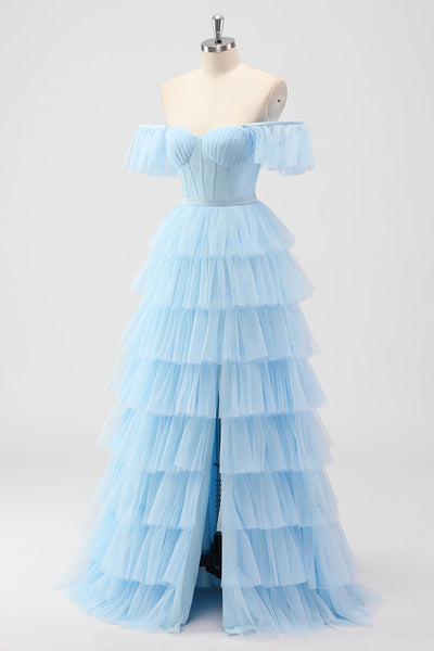 Elegant Sky Blue Satin A-Line One Shoulder Side Zip Ankle-Length Plus Size Bridesmaid Dress main image 1