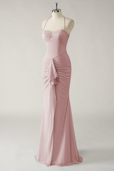 Sensual Beaded Backless Mermaid Long Gown Dusty Rose main image 1
