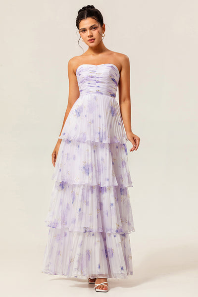 WEDTREND Women Lavender Wedding Guest Dress A-Line Sweetheart Tiered