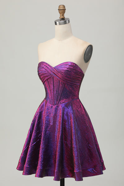 Light Purple Strapless A-Line Midi Party Dress Cocktail Dress, DP3050 main image 1