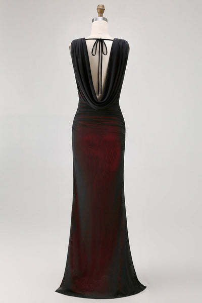 black red evening dresses Amber Gothic Black and Dark Red Wedding Dress with or without the Cape , Gothic Dark Red Mermaid Trumpet Wedding Dress, See Through Black Red Gown