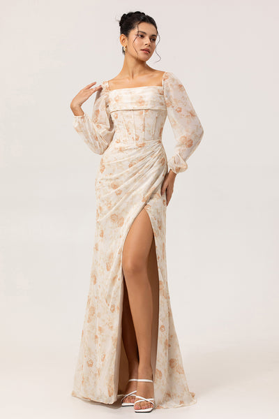 high neck maxi dress long sleeve Shona Joy - La Lune High Neck Balloon Sleeve Maxi Dress - Gold