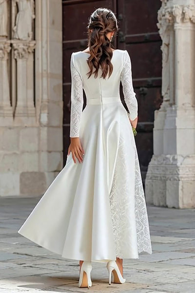 white engagement dress with sleeves Wedtrend Women Elegant Ivory Photo Satin Lace A-Line Bateau Neck Bridal Shower Dress Long Sleeves, Ivory / US12 breakfast at tiffany's birthday ideas Kiton Striped Dress Shirt, Engagement Photo Dress leather:light brown
