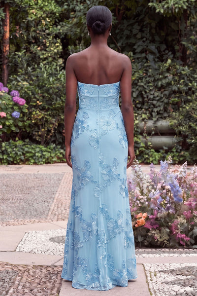 green emerald velvet dress Wedtrend Women Strapless Blue Wedding Guest Dress Mermaid Floral Embroidery  Bridesmaid Dress – WEDTREND