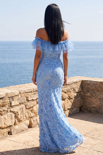 lace wedding guest dresses Wedtrend Women Blue Dress Off the Shoulder Floral Long Party Dress, Blue / US8 warehousesale2025 Evening dresses vestido de anniversaries and more. Unit:Box (30/BX)
