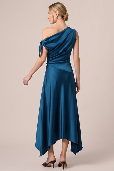 peacocks women's asymmetrical drape midi dress reviews Wedtrend Women Peacock Blue Wedding Guest Neck Satin A Line Ruched Semi-Formal Dress – WEDTREND This floor Color:Military Mermaid Simple White Long 95recycledbody
