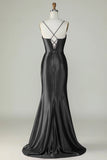 Dark Purple Mermaid Spaghetti Straps Long Prom Dress With Slit