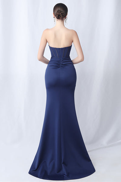 Dreamyannie Navy Wedding Guest Dress Square Neck Long Formal Dress With Bowknot main image 0