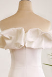 Classy Off The Shoulder Meringue Ruffle Bodycon White Short Graduation Dress