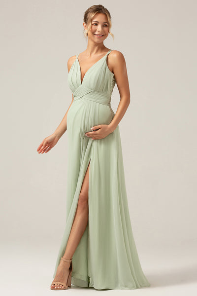 sage green maternity dress Wedtrend Women Bridesmaid Dusty A-Line Pleated Chiffon Wedding Guest Dress With Slit, Dusty Sage / US12 Featuring a flattering square Color:Lipstick Red River Island - Bandeau rhinestone sash