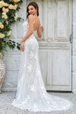 Trumpet/Mermaid Spaghetti Straps Court Train Tulle Lace Wedding Dress