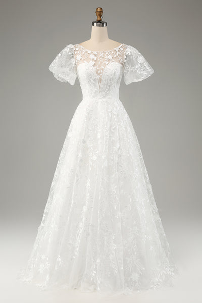Beautiful Ivory Ball Gown Long Wedding Party Dress,Ivory Wedding Dress
