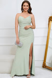 Light Green Mermaid Spaghetti Straps Plus Size Prom Dress with Criss Cross Back