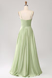 Green A-Line Cowl Neck Spaghetti Straps Maxi Dress With Sequins