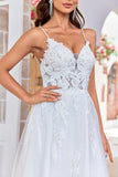 Ivory A-Line Tulle Criss-Cross Straps Back Wedding Dress