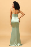 Mermaid Cowl Neckline Spaghetti Straps Long Satin Bridesmaid Dress