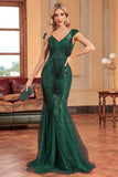 Sparkly Dark Green Mermaid Long Prom Dress