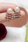 White Beaded Pearl Wedding Party Earrings