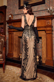 Bodycon Champagne Sequins Gatsby Prom Dress