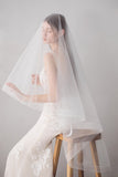 White Two-Tier Long Tulle Fingertip Bridal Veil