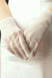 White Short Simple Transparent Wedding Gloves