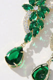 Green Rhinestone Beaded Wedding Earrings