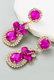 Fuchsia Rhinestones Beaded Wedding Earrings