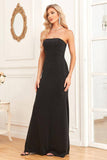 Black Sheath Sparkly Long Formal Dress With Removable Sleeves