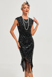 Sparkly Black Beaded Fringed Gatsby Dress
