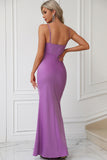 Purple Mermaid Spaghetti Straps Long Prom Dress