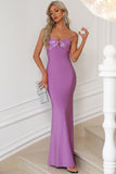 Purple Mermaid Spaghetti Straps Long Prom Dress