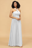 A Line Convertible Floor-Length Chiffon Bridesmaid Dress