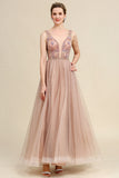 Blush A Line Beaded Sparkly Mother of Bride Dress
