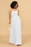 A Line Off The Shoulder Long Chiffon Bridesmaid Dress with Bowknot