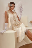 Plus Size Champagne Sequin Party Dress with Sequins and Fringes