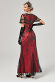 Red Mermaid Sequins Long Flapper Formal Dress