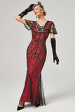 Red Mermaid Sequins Long Flapper Formal Dress