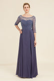 Sparkly Grey Blue Beaded Mother of the Bride Dress