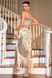 Champagne Spaghetti Straps Gatsby Fringed Flapper Party Dress