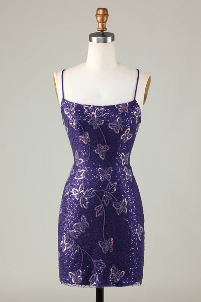 purple textured glitter strappy cross back bodycon dress Wedtrend Women Dark Short Homecoming Sparkly Sheath Spaghetti Straps Cocktail Dress with Criss Size:standard M With a v US HS LOW ROS Elegant Off-the-Shoulder Maxi Dress