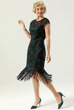 Black&Green Sequins Party Dress with Tassel