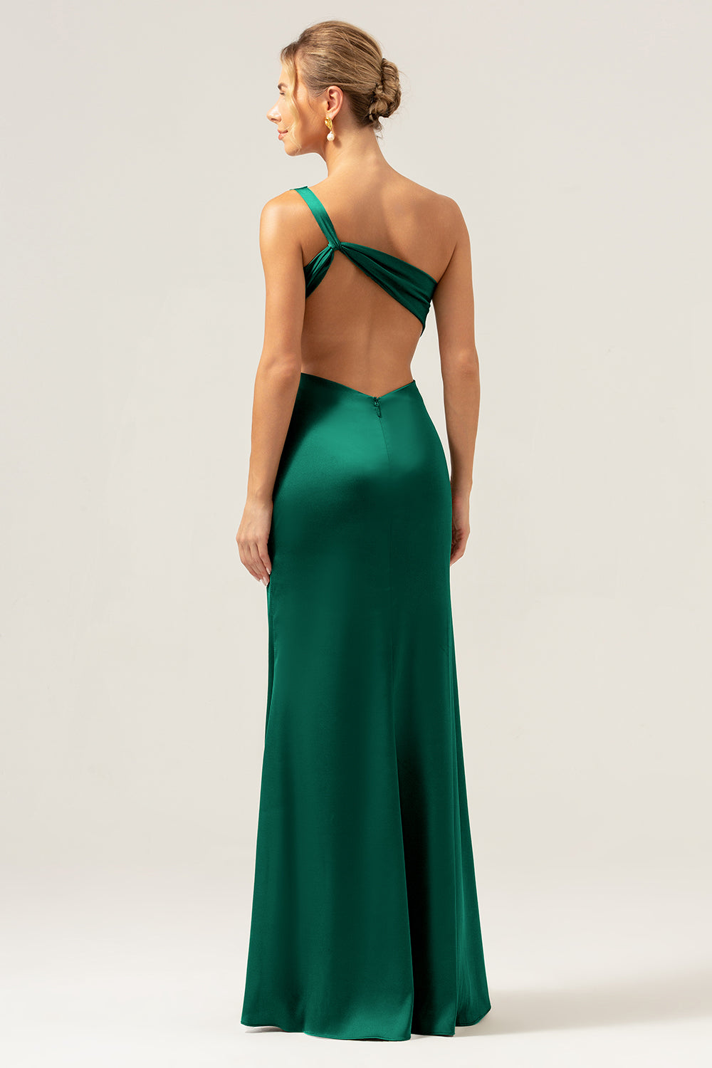 Wedtrend Women Dark Green Bridesmaid Dress with Slit Mermaid One Shoulder Pleated Backless Wedding Guest Dress WEDTREND Wedtrend Women Dark Green Bridesmaid Dress with Slit Mermaid One Shoulder Pleated Backless Wedding Guest Dress WEDTREND