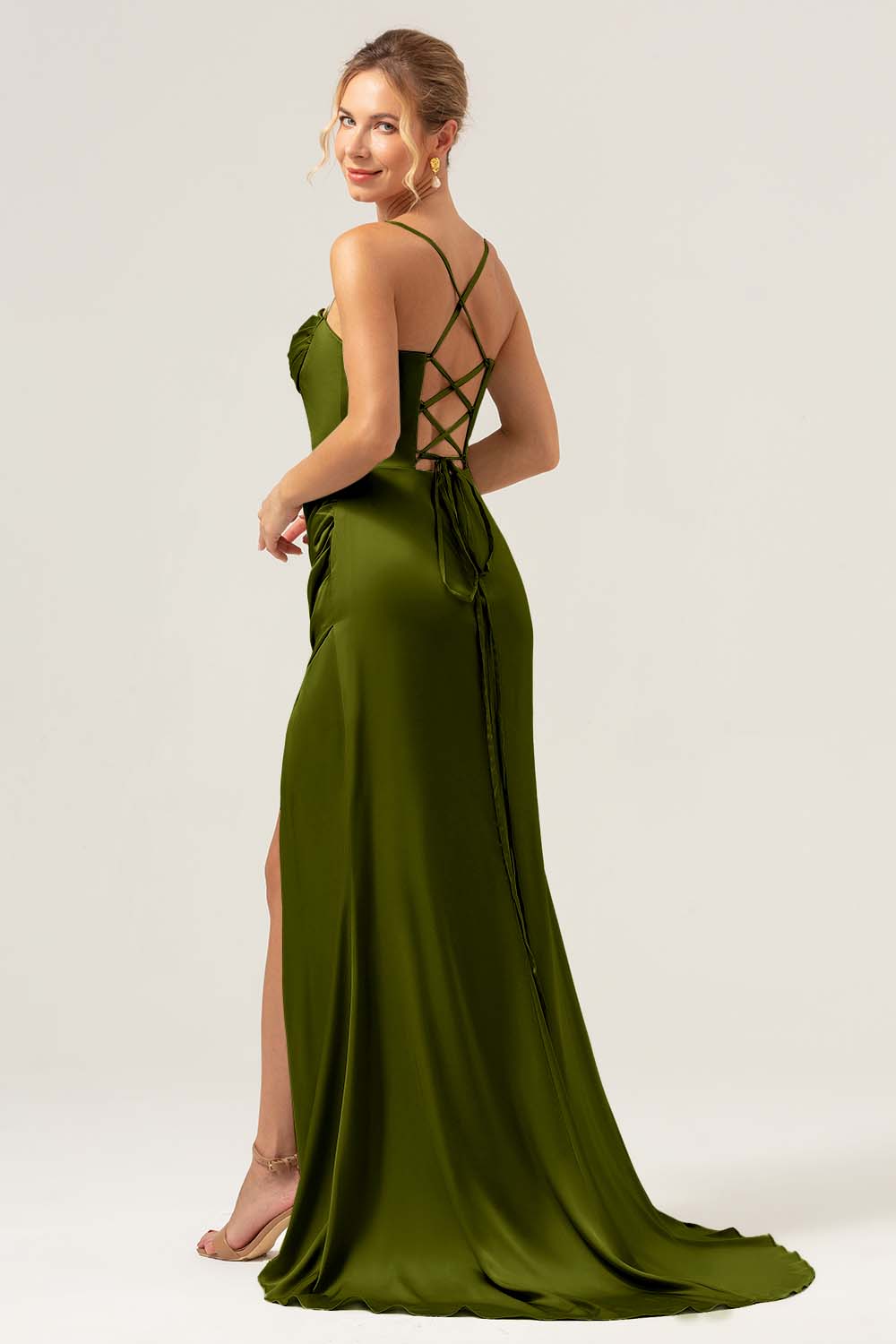 Wedtrend Women Martini Satin Bridesmaid Dress with Slit Mermaid Cowl Neckline Ruched Corset Long Wedding Party Dress WEDTREND Wedtrend Women Martini Satin Bridesmaid Dress with Slit Mermaid Cowl Neckline Ruched Corset Long Wedding Party Dress WEDTREND