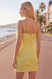 Lilac Bodycon Spaghetti Straps Floral Beaded Homecoming Dress with Bow