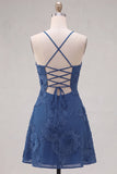 Dark Green A Line Short Homecoming Dress with Lace-up Back