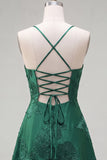 Dark Green A Line Short Homecoming Dress with Lace-up Back