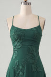 Dark Green A Line Short Homecoming Dress with Lace-up Back